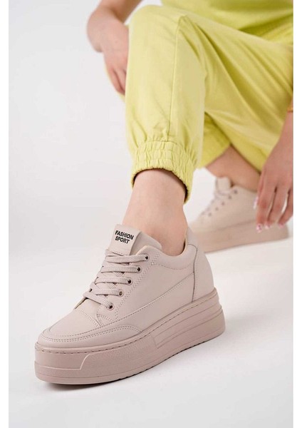 BAHRİNA K-72 Kadın Yüksek Taban Gizli Topuk Spor Ayakkabı (8 CM TOPUK)