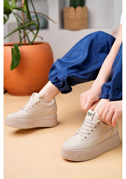 BAHRİNA K-72 Kadın Yüksek Taban Gizli Topuk Spor Ayakkabı (8 CM TOPUK) fırsatları