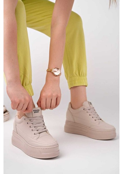 BAHRİNA K-72 Kadın Yüksek Taban Gizli Topuk Spor Ayakkabı (8 CM TOPUK) indirimleri