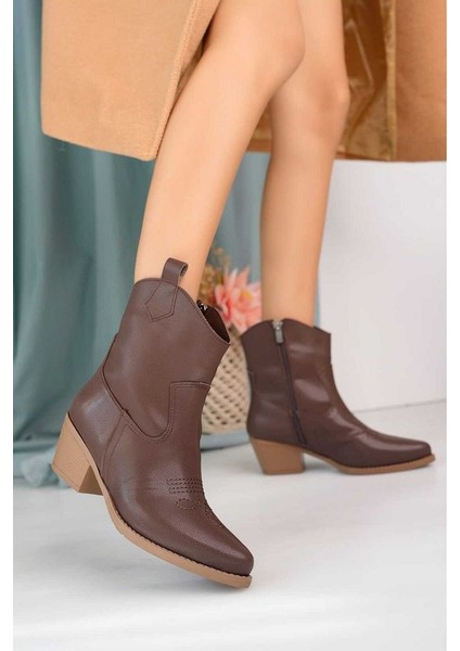 BAHRİNA Western Acı Kahve Kısa Kovboy Çizme K-151