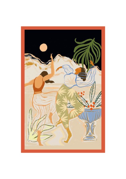 Dancing Under The Moonlight – Ay Işığında Dans Temalı Sanatsal Hediye Kartı& Kartpostal – 10x15 cm