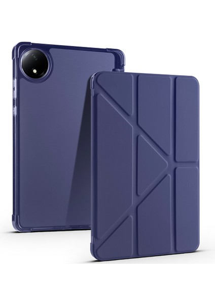 Xiaomi Uyumlu Redmi Pad Se 8.7 Kılıf Zore Tri Folding Kalem Bölmeli Standlı Kılıf-Lacivert