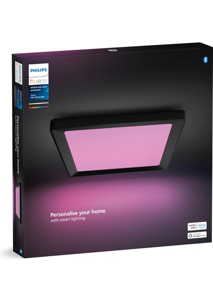 Hue Tento Siyah Sıva Üstü Rgb Akıllı LED Panel Tavan Armatürü 30X30CM 1340 Lumen