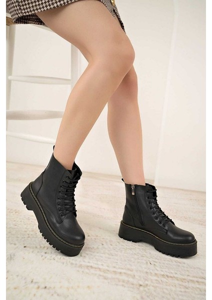 Siyah Cilt Martines Kalın Taban Bot fiyatları