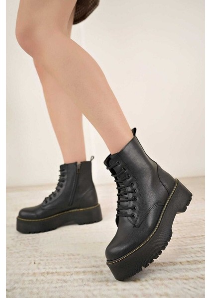 Siyah Cilt Martines Kalın Taban Bot modelleri