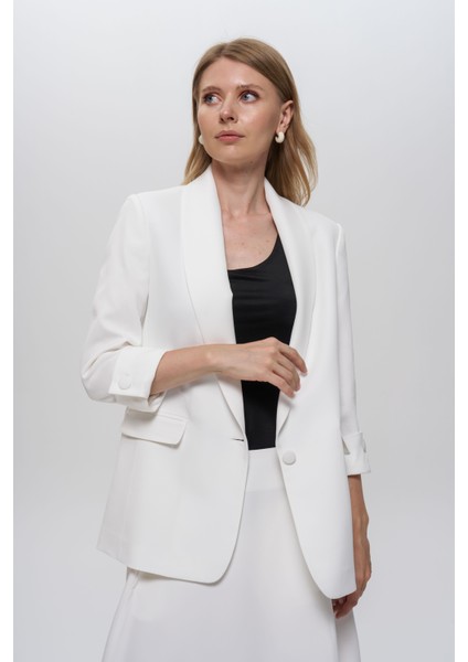 Ceket-Şal Yaka, Duble Kol Üstü Yırtmaç Detaylı, Düğmeli