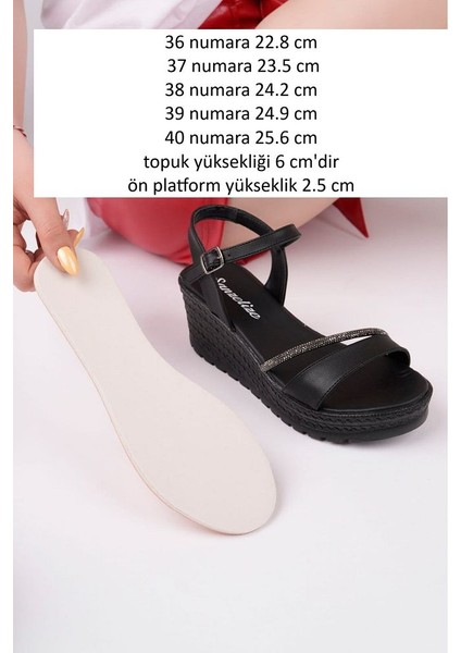 K-303 Abiye Tek Bant Taş Detay Feta Dolgu Topuk Hafif Ortopedik Yazlık Sandalet Ayakkabı fiyatları