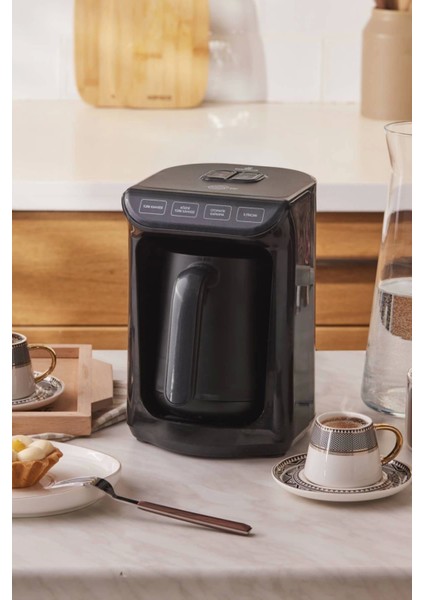 Hatır Közde Türk Kahvesi ve Türk Kahve Makinesi Shiny Black 5 Fincan Kapasiteli Bol Köpüklü