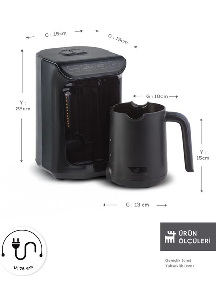 Hatır Közde Türk Kahvesi ve Türk Kahve Makinesi Shiny Black 5 Fincan Kapasiteli Bol Köpüklü fiyatları