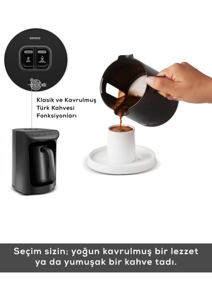 Hatır Közde Türk Kahvesi ve Türk Kahve Makinesi Shiny Black 5 Fincan Kapasiteli Bol Köpüklü