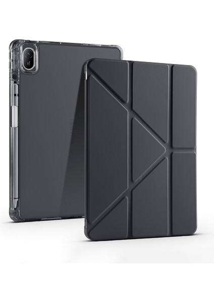 Huawei Uyumlu Matepad Se 11 Kılıf Zore Tri Folding Kalem Bölmeli Standlı Kılıf-Siyah