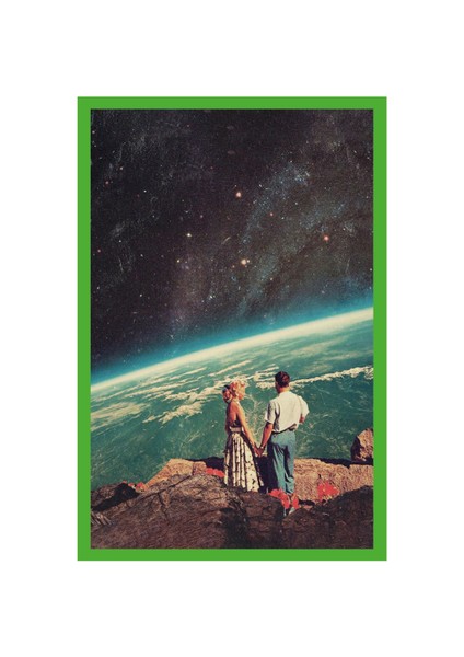 Love is Cosmic – Birlikte Dünyaya Bakan Çift | Sevgiliye Hediye Not Kartı & Kartpostal