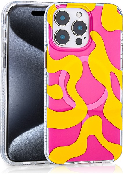 iPhone Uyumlu 16 Pro Max Kılıf M-Safe Şarj Özellikli Zore Stilo Kapak-Sarı