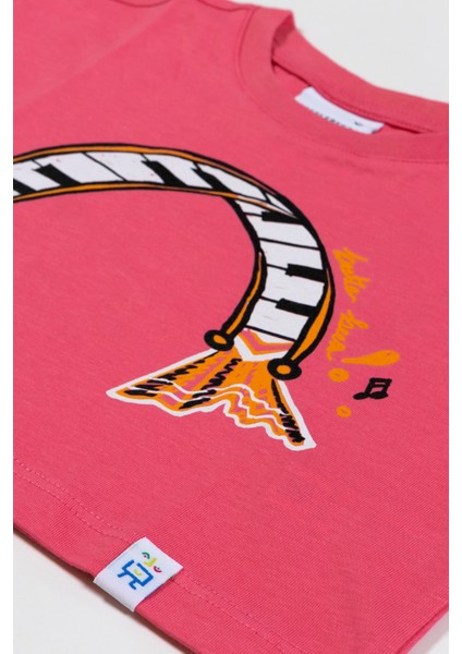 Kız Çocuk Kısa Kollu Crop Baskılı Pembe T-Shirt modelleri