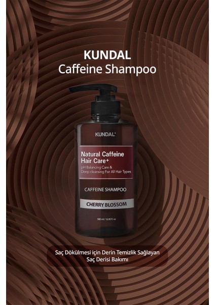Kafein İçeren Bakım Şampuanı KUNDAL Caffeine Shampoo 500ml (Cherry Blossom)