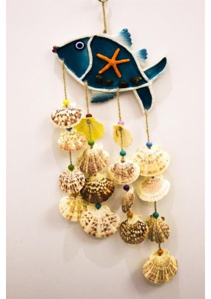 Elite Balık Deniz Kabuğu Dekoratif Aksesuar Duvar Süsü, Balkon Süsü, Bahçe Süsü Turuncu Kabuklu Balık 1 Adet