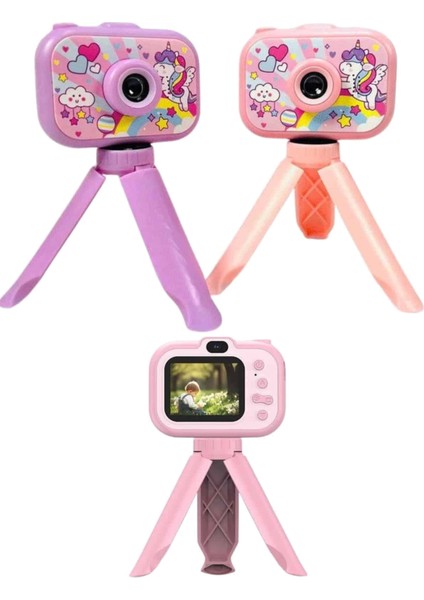 Çocuklara Özel Ayaklı Mini Fotoğraf Makinesi Dijital LCD Ekran