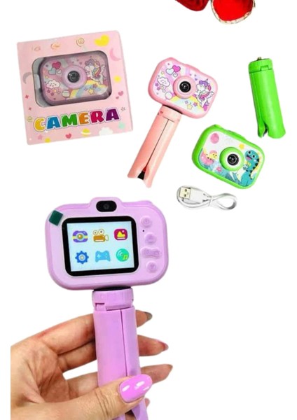 Çocuklara Özel Ayaklı Mini Fotoğraf Makinesi Dijital LCD Ekran