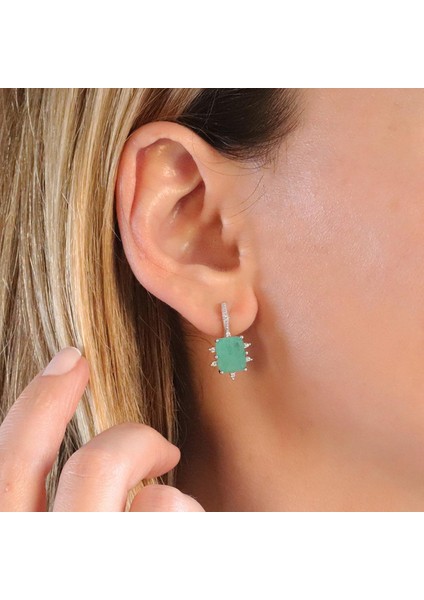 Paraiba Taşlı Kare Lotus Çiçeği Gümüş Set modelleri