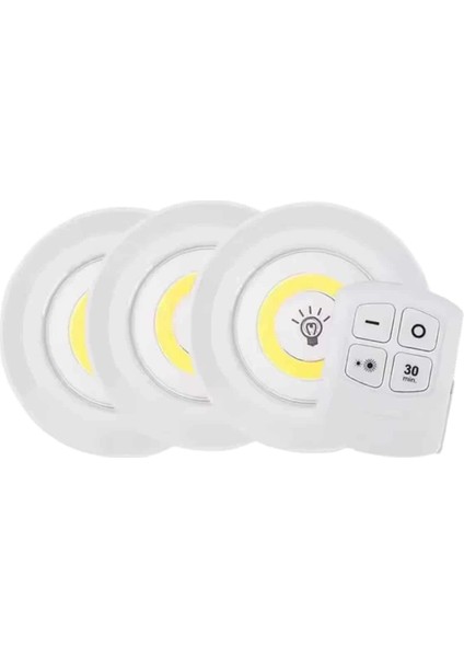 LED Lamba 3'lü Uzaktan Kumandalı Yapışkanlı