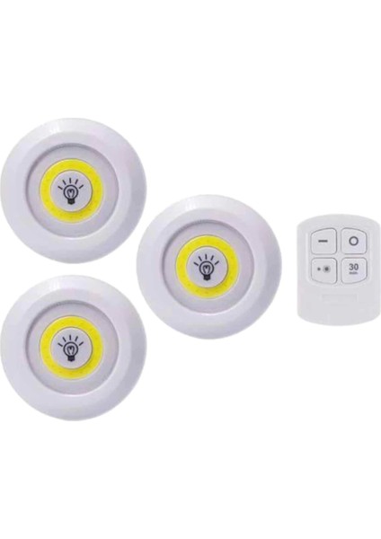 LED Lamba 3'lü Uzaktan Kumandalı Yapışkanlı
