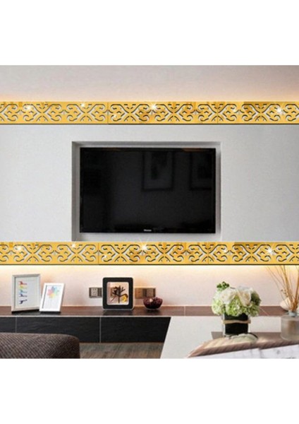 Elite Pleksi Süs Bordür 20 Adet Gold Motif Desenli Bordür Duvar Tavan Süsü 1 Adet