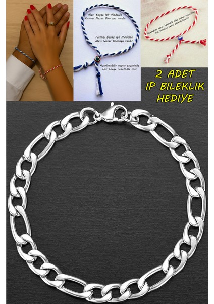 Figaro Paslanmaz Çelik Erkek Bileklik Kalın Zincir 8 mm eck19b