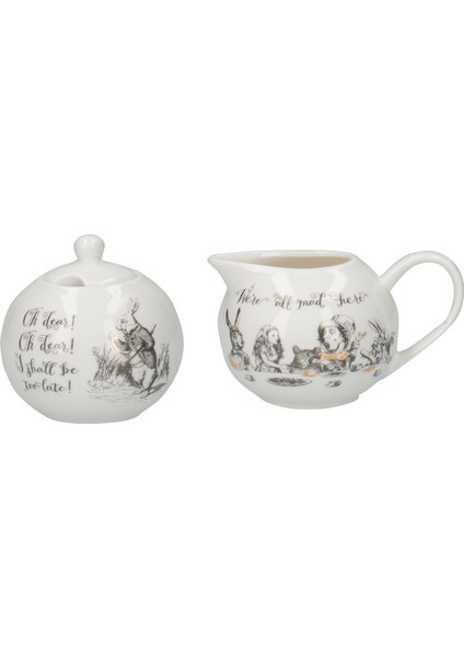 x V&a Alice In Wonderland Porselen Krema ve Şekerlik Seti
