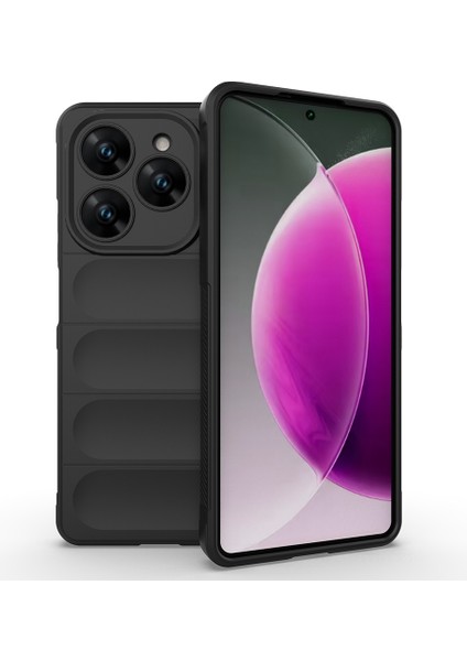 Tecno Spark 20 Pro 4g Kılıf Esnek Tpu Oyuklu Arka Yüzey Tasarımlı Zore Etnik Silikon Kapak-Siyah