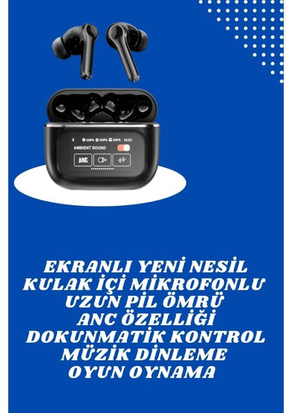 Ekranlı Yeni Nesil Pro Kulaklık ve Akıllı Saat Kampanyası Kulak Içi Mikrofonlu