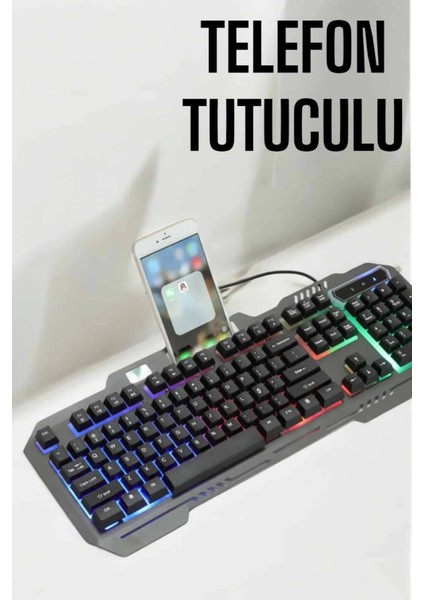 Oyuncu Klavyesi Q Klavye Rgb Işıklı Mouse Hediyeli