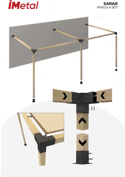 Ahşap Pergola Seti Duvardan Iki Bölümlü 90 x 90 mm Ahşaplar Dahil fiyatları