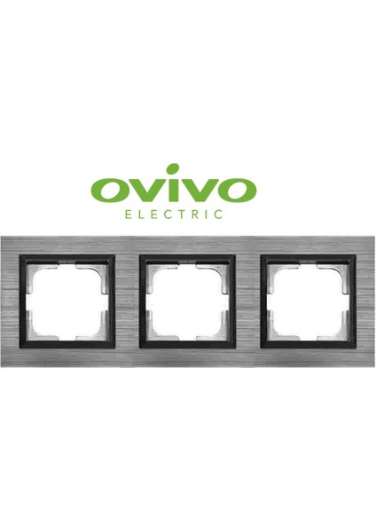 Inox Üçlü Çerçeve Quantum - Priz ve Anahtar Için Uyumlu Çerçeve