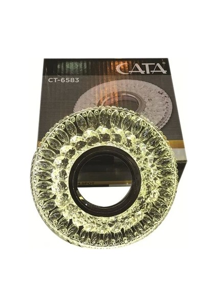 Cata Ct 6583 Hanımeli LED Çerçeveli Günışığı Kristal Cam Spot Kasa - Priz ve Anahtar Için Uyumlu Çerçeve