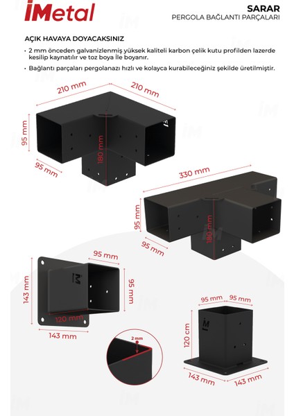 Ahşap Pergola Seti Duvardan Iki Bölümlü 90 x 90 mm Ahşaplar ve Tente Dahil