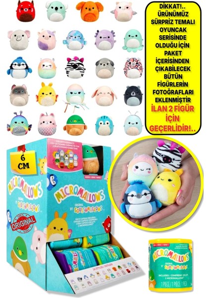 2 Adet Micromallows Mc Squishmallows Sürpriz Mini Yumuşak Peluş Oyuncak Figür 2 Adet