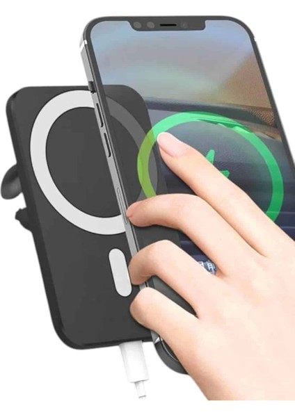 Kablosuz Şarj Aleti Magsafe Araç Içi Manyetik Şarj 15W Ios Uyumlu