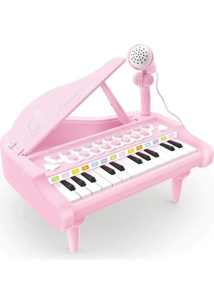 Mikrofonlu 24 Tuşlu Piyano Mp3 (Pembe,siyah,beyaz)