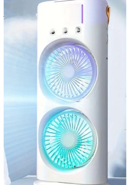 Masaüstü Taşınabilir Buzlu Vantilatör Su Soğutmalı LED Işıklı Soğutucu Fan
