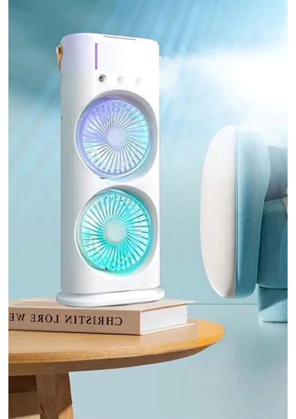 Masaüstü Taşınabilir Buzlu Vantilatör Su Soğutmalı LED Işıklı Soğutucu Fan