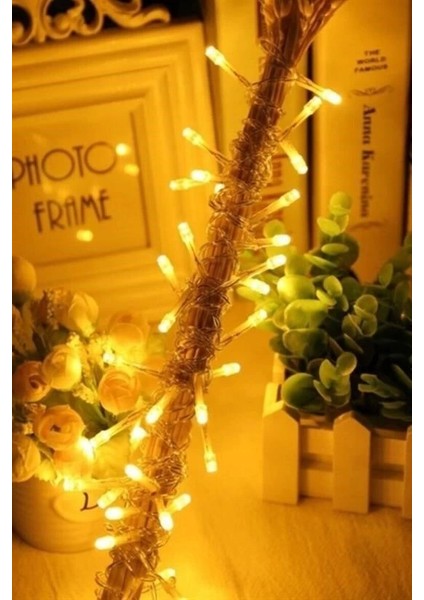 10 Metre 100 Ledli 8 Fonksiyonlu Dekoratif Lambader Sarı Lamba
