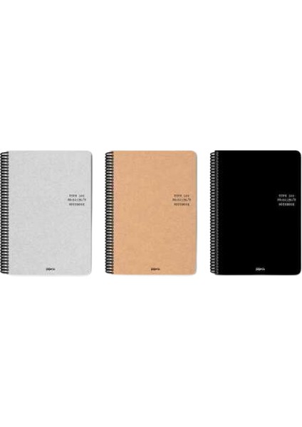 16X23 Spiralli Sert Kapak 80 Yaprak Çizgisiz Defter