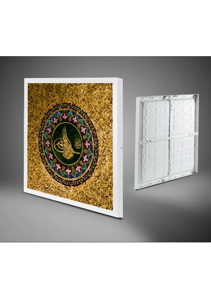 Osmanlı Tuğra Desenli LED Avize, LED TABLO,60X60 Kare, 60WATT,BEYAZ Işık Yeni Modern Armatür Avize, modelleri