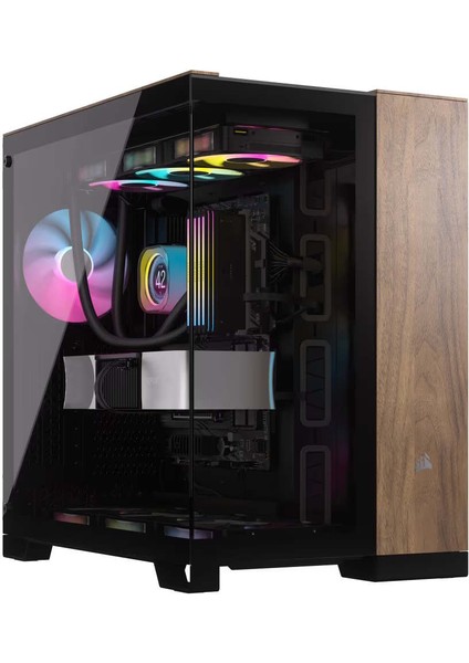 Corsaır 6500X Mid-Tower Dual Chamber Pc Case - Black/walnut Wood (CC-9011282-WW)