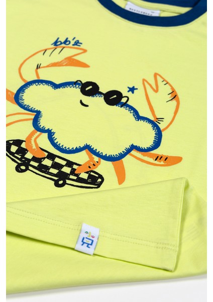 Unisex Kısa Kollu Oversize Baskılı Lime T-Shirt