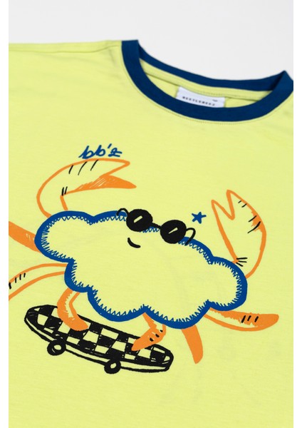 Unisex Kısa Kollu Oversize Baskılı Lime T-Shirt