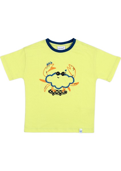 Unisex Kısa Kollu Oversize Baskılı Lime T-Shirt