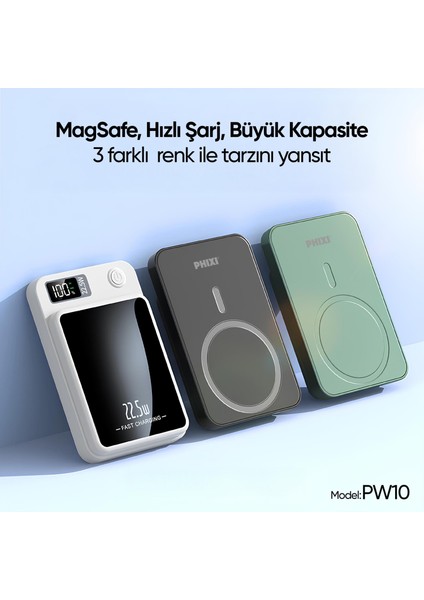 Force PW10 10000mAh 22.5W MagSafe Powerbank - Kablosuz Mini Şarj Cihazı - 1 USB 1 PD Port - Dijital Ekran - Taşınabilir Şarj Cihazı fırsatları