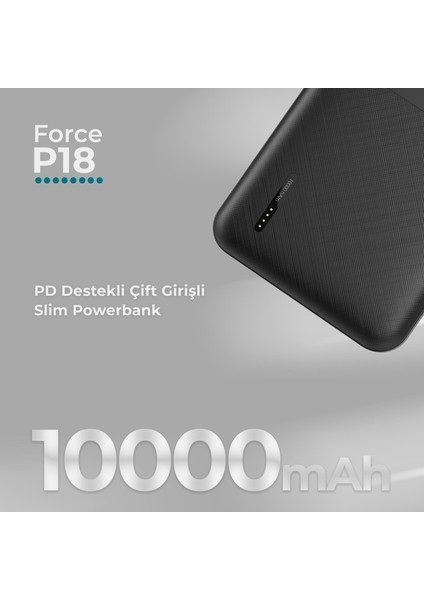 Basic P18 22.5W 10000mAh Hızlı Şarj Cihazı - PD Powerbank - 1 PD 1 USB Port LED Gösterge - Taşınabilir Şarj Cihazı fırsatları
