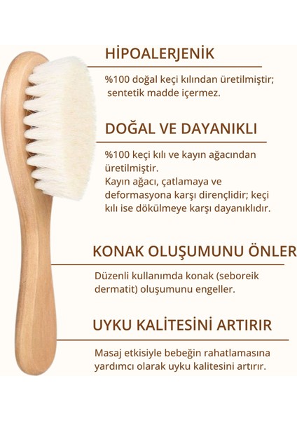 Doğal Keçi Kılı Bebek Saç Fırçası Ahşap Tarak Ahşap Diş Kaşıyıcı Seti- Keseli 4'lü Set fırsatları